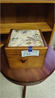 Wooden srtorage box with padded floral decor lid