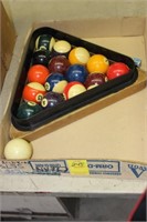 pool balls and rack