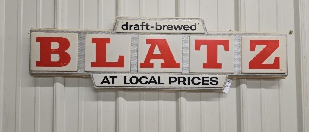 Blatz draft brewed at local prices sign 11"x36"