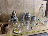 beer Stein, and whiskey glasses