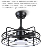NEW Caged Ceiling Fan & Light w/ Remote - Black