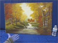 "fall stream" unframed painting sue st john 24x36