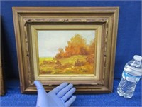 smaller framed fall painting by d. boyer 14x17