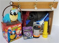 Lot with Rude Parrot, Wall Hanger, flashlights,