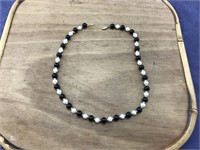 Pearls & Black Glass Beads/14K Gold Clasp