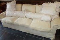 TRAVIS & CO. 7 1/2' SOFA W/BOLSTER AND THROW