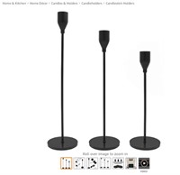 MICOKAY Set of 3 Candle Holders for Taper Candles