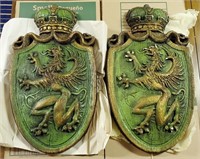 Pair of Plaster Dragon Shields