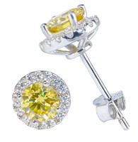925S 0.5ct Yellow Moissanite Diamond Earrings