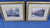 2 Thomas Kinkade Paintings w/Frame 12x11"