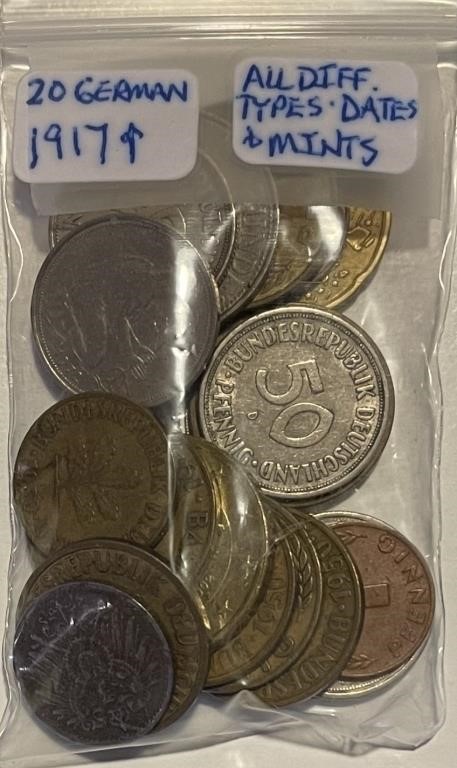 (20) German Coins 1917 & up