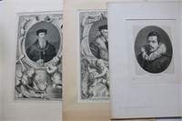 3 Large- Antique Engravings