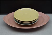 LuRay Pastels Serving Platter and 4 Saucers