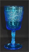 Early Pressed Glass Goblet "Flower Band"