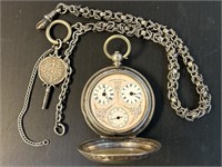Edward Quartier 800 Silver Antique Pocket Watch
