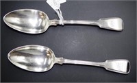 Pair of heavy late Georgian silver tablespoons