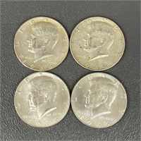 Four 1966 Kennedy Silver (40%) Half Dollars