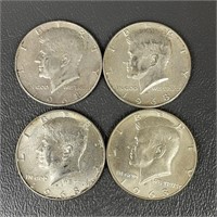 Four 1968 Kennedy Silver (40%) Half Dollars