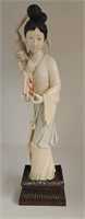 Antique Hand Carved Polychrome Ivory Statue