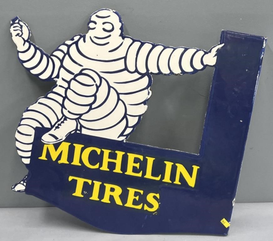 Michelin Tires Flange Porcelain Sign Advertising