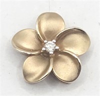 14K Gold Flower Slider Pendant with Diamond