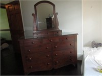 2 Pc Dresser w/ Glass Top 12 Drawer Total