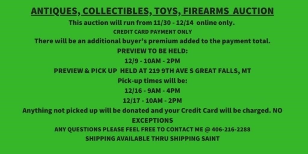 ANTIQUES, COLLECTIBLES, TOYS, FIREARMS AUCTION | Live and Online ...