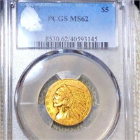 1915 $5 Gold Half Eagle PCGS - MS62