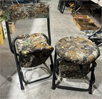 Lot, 2 camp/hunting stools, 1-marked Gander Mtn.