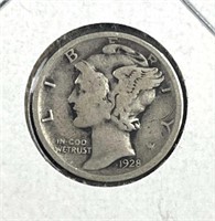 1928-D Mercury Silver Dime, US 10c Coin