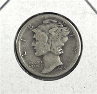1928-S Mercury Silver Dime, US 10c Coin