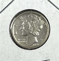 1927 Mercury Silver Dime, US 10c Coin