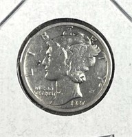 1927-D Mercury Silver Dime, US 10c Coin