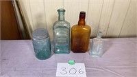 Antique Medicine Bottles Lot Tallest is 9”