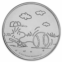 Peanuts Baseball Woodstock At Bat 1 Oz Silver Rnd