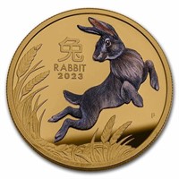 2023 Australia 1 Oz Gold Lunar Rabbit Pf Colorized