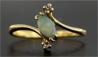 10kt Gold Natural Opal & Diamond Ring