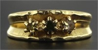 10kt Gold Natural Gemstone 3 Stone Ring