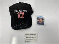 Signed Brett Hull Card and Hat with COA