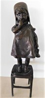Little girl on stool, Bronze Sculpture