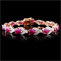 14K Rose Gold 10.67ct Ruby & 1.58ctw Diamond Brace