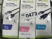 CELL CANDY CHARGE CABLES 3PK
