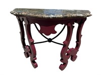 MARBLE TOP PAINT DECORATED CONSOLE TABLE