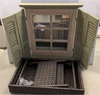 Mirror with shutters and folding table