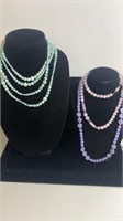 Lot 3 necklaces-long mint green, lavender and