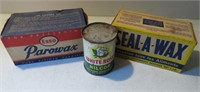 Old Gas & Oil Lot White Rose Esso Wax Full Tin Box