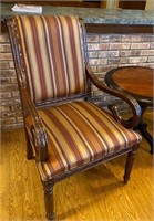 High quality wooden framed armchair striped satin