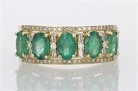 1.95 Ct Emerald Diamond Band Ring 14 Kt