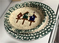 Hand Painted Ceramic Platter and Bowl