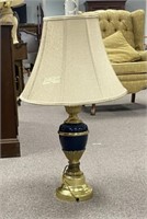 Mid Century Style Blue and Brass Vase Lamp